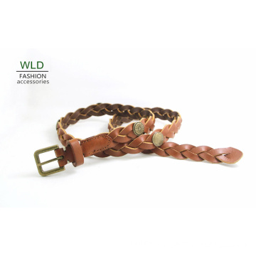 Fashion Basic Braided Genuine Top Leather Lady Belt Lky1188